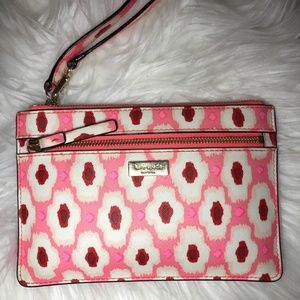 Kate Spade Red White Pink Leather Wristlet